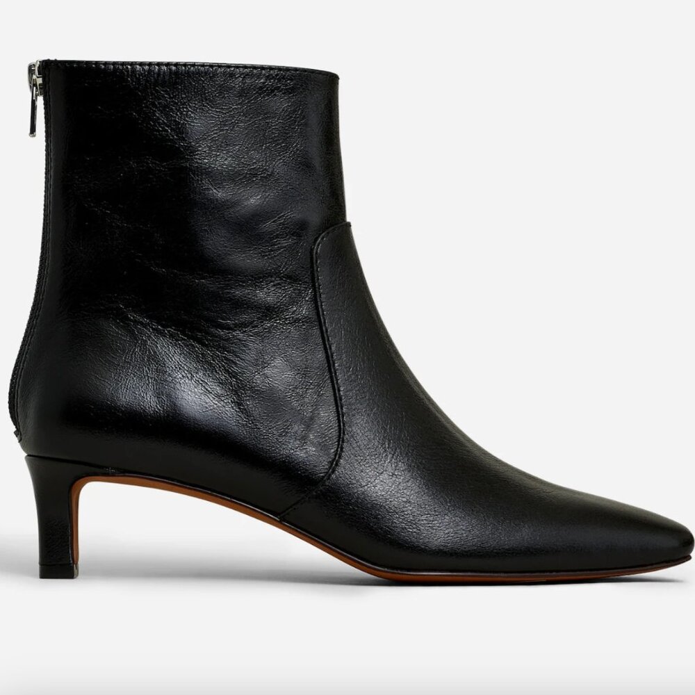 Madewell Black Leather Kitten Heel Ankle Boots